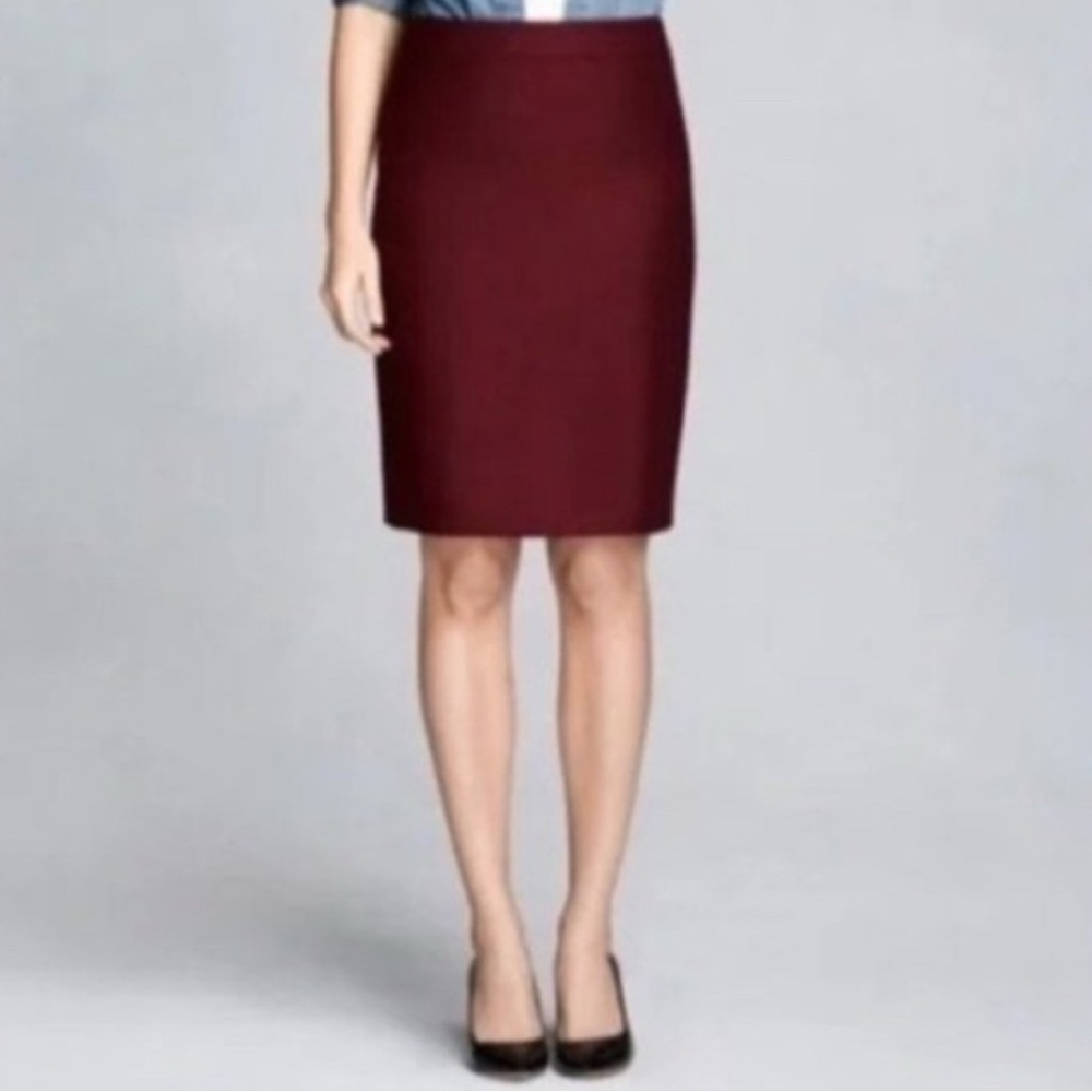 NWT J. Crew Rich Burgundy Wool Pencil Skirt